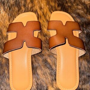 Brown Slide Sandals